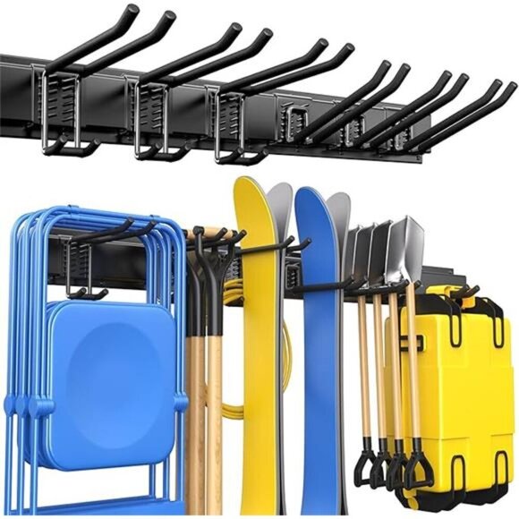 Garage Wall Mount Tool Organizer Heavy Duty Storage Rack for Garden Broom Rake - Picture 8 of 8